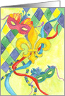 Happy Mardi Gras Fleur De Lis Mask Illustration card