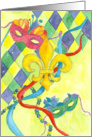 Happy Birthday on Mardi Gras Fleur De Lis Mask Illustration card