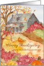 Happy Thanksgiving Secretary Autumn Landscape Watercolor card