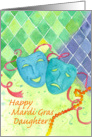 Happy Mardi Gras Daughter Comedy Tragedy Masks Watercolor card