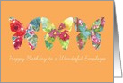 Happy Birthday Wonderful Employee Orange Butterflies card