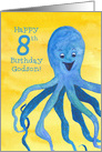 Happy 8th Birthday Godson Blue Octopus Sea Creature card