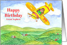 Happy Third Birthday Great Nephew Yellow Airplane card