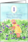 Happy First Birthday Step Daughter Flower Garden Watercolor card