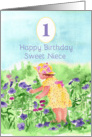 Happy First Birthday Sweet Niece Flower Garden Watercolor card