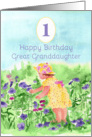 Happy First Birthday Great Granddaughter Flower Garden Watercolor card