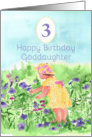 Happy Third Birthday Goddaughter Flower Garden Watercolor card