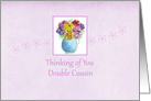 Thinking of You Double Cousin Flower Bouquet Watercolor Art card
