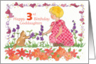 Happy 3rd Birthday Goddaughter Little Girl Pet Kitten Watercolor card