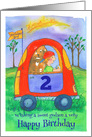 Happy 2nd Birthday Sweet Godson Little Boy Dog Toy Car card