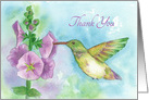 Thank You Hummingbird Flowers Watercolor Blank card