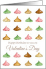 Happy Birthday on Valentine’s Day Candy Watercolor Illustration card
