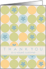 Thank You Valued Customer Blue Flower Dots card