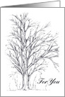 Happy Birthday Winter Tree Pen and Ink Drawing card