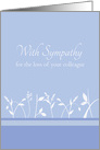 With Sympathy Loss of Colleague White Plant Art card