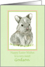 Happy Easter Godson Gray Bunny Rabbit Drawing card