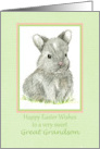 Happy Easter Great Grandson Bunny Rabbit Drawing card