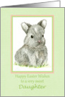 Happy Easter Daughter Gray Bunny Rabbit Drawing card