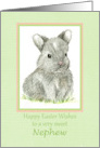 Happy Easter Nephew Gray Bunny Rabbit Drawing card