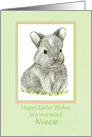 Happy Easter Niece Gray Bunny Rabbit Drawing card