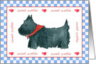 Scottie Dog Red Hearts Watercolor Blank card