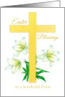 Priest Easter Blessings Cross White Lily Flower Drawing card