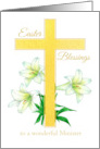 Happy Easter Minister Cross White Lily Religious card