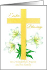 Easter Blessings Deacon and Family Cross White Lily Flower card