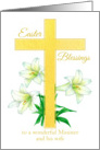 Easter Blessings Minister and Wife Cross White Lily Flower card