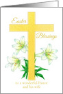 Easter Blessings Pastor and Wife Cross Lily Flowers card