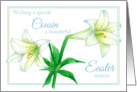 Happy Easter Cousin White Lily Flower Drawing card