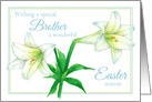 Happy Easter Brother White Lily Flower Drawing card