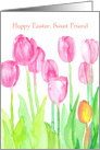 Happy Easter Sweet Friend Pink Tulip Garden card