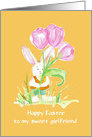 Happy Easter To My Sweet Girlfriend Rabbit Tulips card