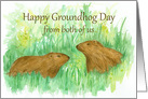 Happy Groundhog Day From Both of Us Watercolor Art card