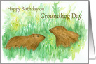 Happy Birthday on Groundhog Day Watercolor card