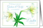 Happy Easter Godson and Wife Lily Flower Watercolor Art card