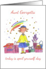 Happy Birthday Aunt Georgetta Whimsical Lady Red Hat card