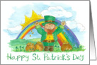 Happy St. Patrick’s Day Leprechaun Rainbow Watecolor Art card