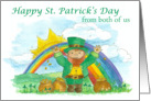 Happy St. Patrick’s Day From Both of Us Leprechaun Rainbow card