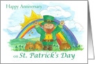 Happy Anniversary on St. Patrick’s Day Leprechaun Rainbow card