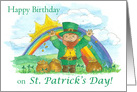 Happy Birthday on St. Patrick’s Day Leprechaun Rainbow card