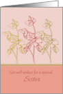 Get Well Wishes Special Sister Green Leaves Drawing card