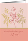 Get Well Wishes Special Niece Green Leaves Drawing card