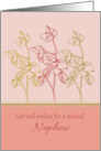 Get Well Wishes Special Nephew Green Leaves Drawing card