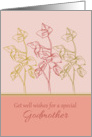 Get Well Wishes Special Godmother Green Leaves Drawing card