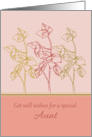 Get Well Wishes Special Aunt Green Leaves Drawing card