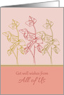 Get Well Wishes From All of Us Green Leaves Drawing card