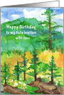 Happy Birthday Twin Brother Forest Mountain Trees card