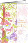 Happy Anniversary on Earth Day Tree Flowers Bees card